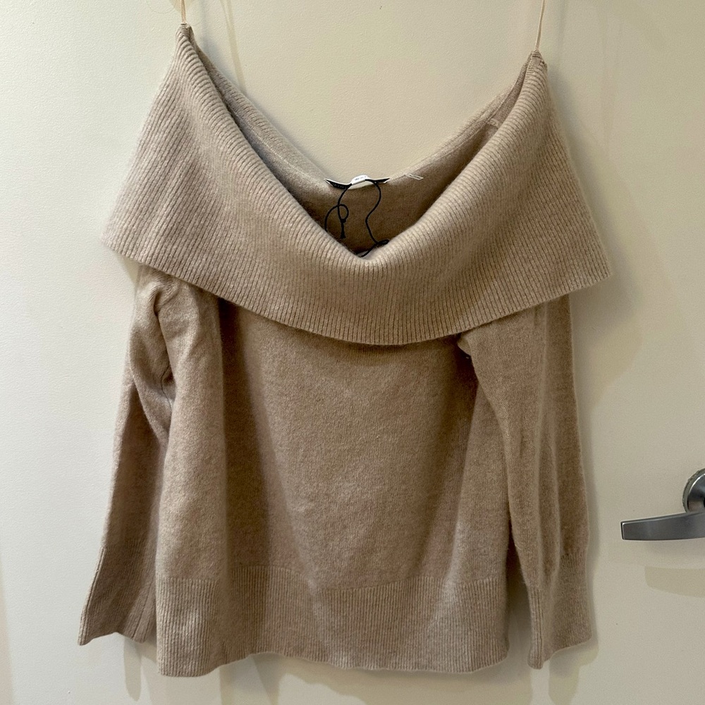 Cashmere White + Warren off-shoulder sweater top NWOT